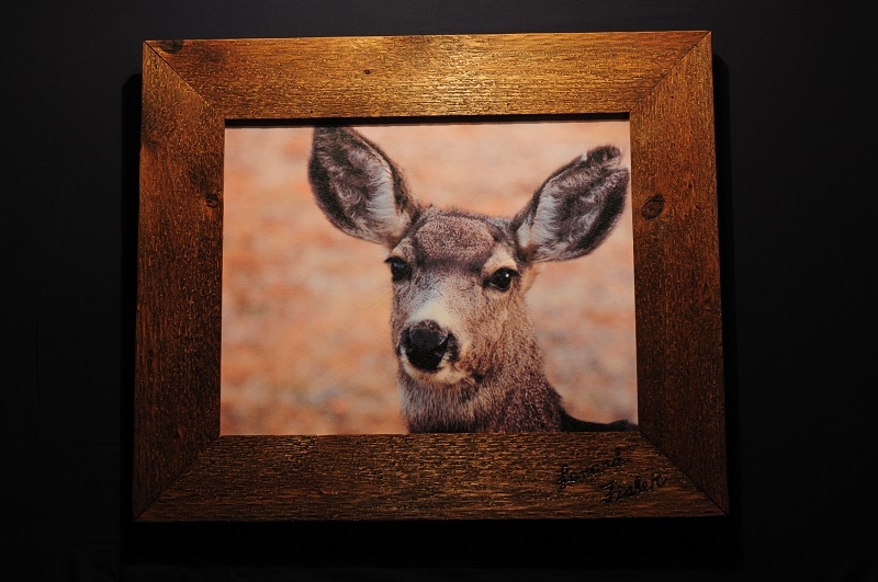 Mule deer doe by artist lenard fisher